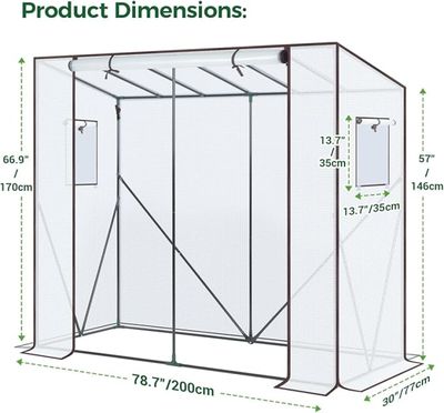 un schéma indiquant les dimensions d'une serre