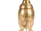 an image of a gold vase on a stand on a white background