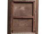 an old wooden window frame with a window pane in the middle