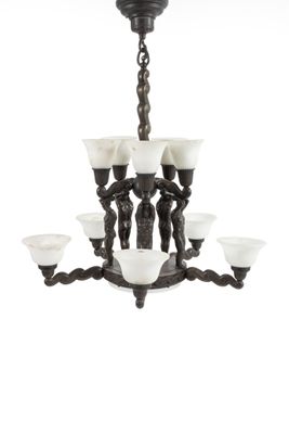 Arno BREKER, d'après Important lustre en bronze à patine bru…