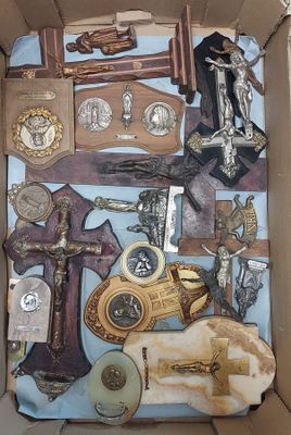 a box full of religious items that are in it