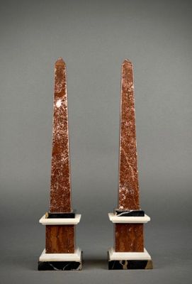pair of marble obelisks on marble bases