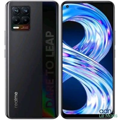 vue arrière et latérale d'un smartphone noir sur fond bleu