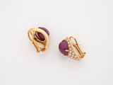 two pairs of gold and ruby earrings
