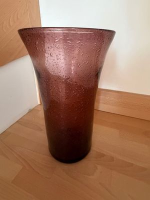 Grand vase Biot en verre bullé violine - Hauteur : 38 cm