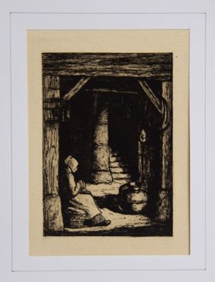 Henri Charles Guerard (1846-1897) Femme assise devant un esc… - Photo 1