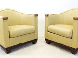 paire de fauteuils de salon Art déco en jaune, rembourrés, rembourrés, rembourrés, rembourrés, rembourrés, rembourrés, rembourrés, rembourrés