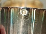 a person holding a silver cup in their hand