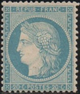 a blue and black stamp with a woman ' s face on it