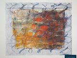 painting of a painting of a red and yellow square on a piece of paper
