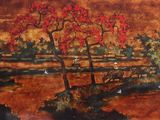 une image d'une peinture d'un paysage avec des arbres