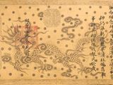 peinture chinoise représentant un dragon et un dragon sur fond beige