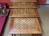 a table that has a chess board on it