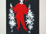 a picture of a painting of a clown on a wall