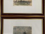 deux photos encadrées représentant des navires à l'eau et un bateau à l'eau