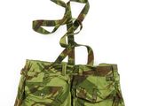 a close up of a pair of camouflage pants with a tie