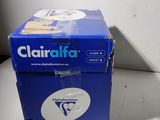 a blue box with a logo on it sitting on a table