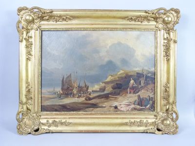 Ecole fin XIXème siècle - "Marine, scène d'embarquement".