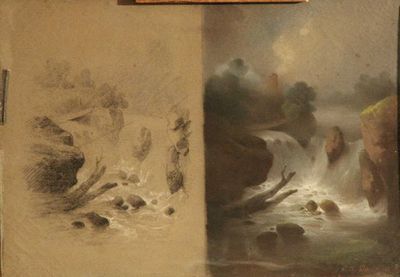 LEMERCIER Charles-Nicolas (1797-1859) "Paysage à la cascade"…