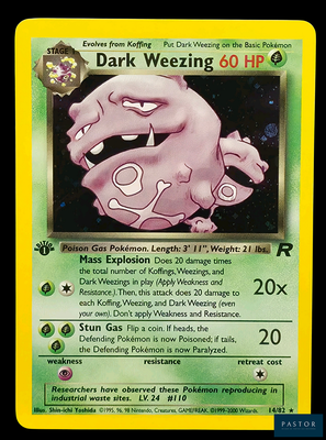 une image d'une carte Pokémon représentant un Weezing noir