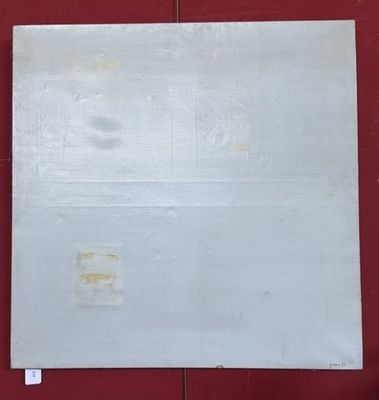 painting of a white square on a red wall with a red background