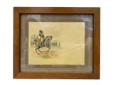 tableau représentant un homme à cheval, dans un cadre en bois