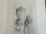 a picture of a drawing of a man and a woman in the woods
