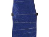 a close up of a blue stone sculpture on a black stand