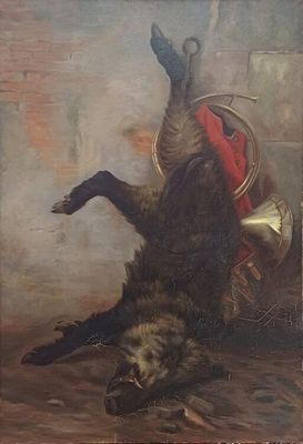 ECOLE XXè "Nature morte au sanglier, à la trompe de chasse e… - Photo 1