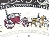 a picture of a plate with a picture of a horse drawn carriage