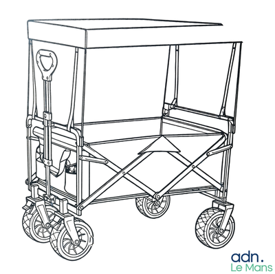 coloring pages of a cart with wheels and a handlebar