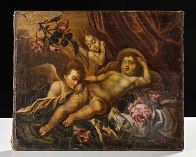 une image représentant un tableau sur lequel figurent deux chérensils et un oiseau