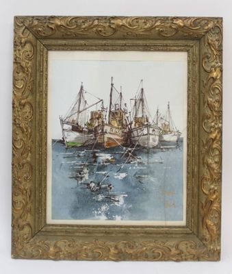 Bernard DUFOUR (XXème siècle) les bateaux de pêche. - Photo 1