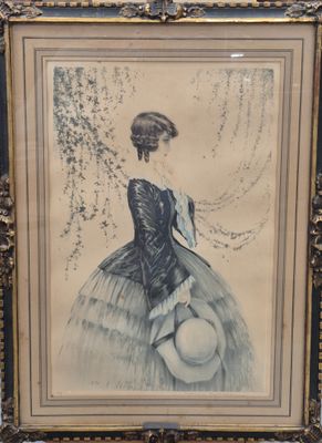une image représentant un tableau où l'on voit une femme en robe et avec un chapeau