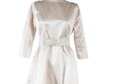 an image of a white dress with a belt on a mannequin