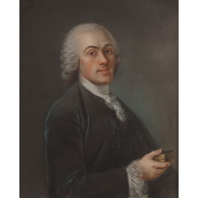 Ecole Francaise Vers 1760 Portrait D'Homme Tenant Une Tabati…