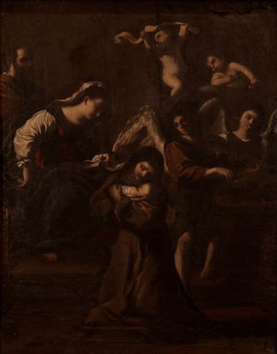 une image d'un tableau représentant une femme tenant un bébé dans ses bras