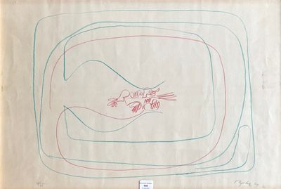 École moderne Composition Lithographie 32 x 48 cm (à vue)