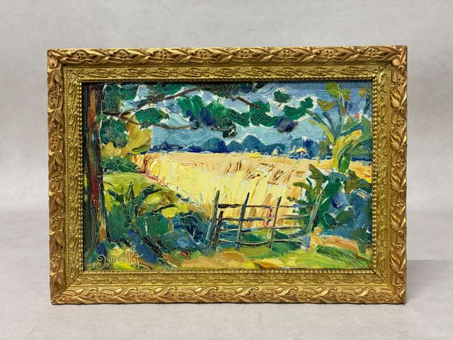 Aimé VALLAT (1912-1993) « Paysage Limousin ». Huile sur panneau. 