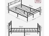 a drawing of a metal bed frame with a metal headboard and foot board