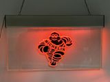 a neon sign with a picture of a mascot on it