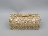 a close up of a purse with a paisley pattern on it