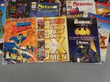 a lot of comic books that are on the table