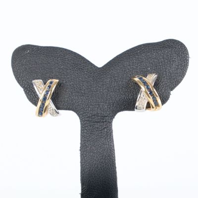 Paire de boutons d'oreilles en or de deux tons (750‰), chacu… - Photo 1