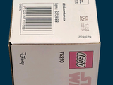 a white box with a red and black label on it
