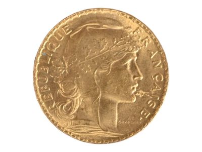 Pièce de 20 francs or au coq, 1911. Petites usures. - Photo 1