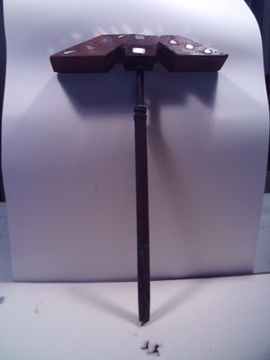 MIROIR AUX ALOUETTES A FICELLE (ht 51 cm) artisanal tête pyr…