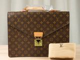 louis vuitton monogram canvas briefcase with pouch