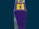 a purple box with a picture of a person on it