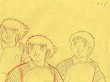 dessin représentant un groupe de jeunes hommes debout les uns à côté des autres